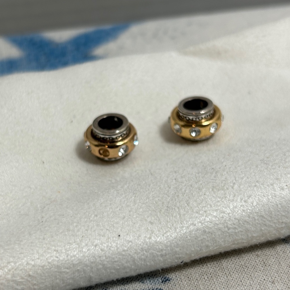 Brighton Dazzle Two-tone Spacer Bead Crystals Silver & Gold Plated Lot of 2 - Picture 8 of 9